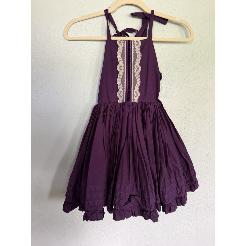 Dollcake Roaring 50s Purple Lace Pleated Fit & Flare Halter Dress Girls Size 7